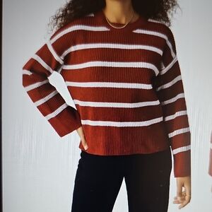 New Sanctuary Women's Soft  Chenille Classic Sweater  Striped Office XLarge